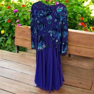 Silk blue beaded dress